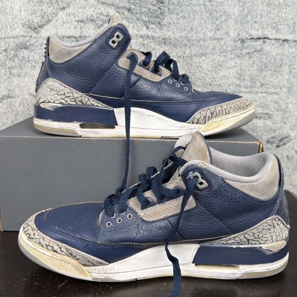 Jordan 3 Retro Mens 10.5 Georgetown Hoyas (2021) CT8532-401 Midnight Navy White